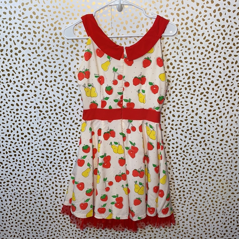 Sourpuss White Dress with Red Accents and Fruit Print - Picture 5 of 11